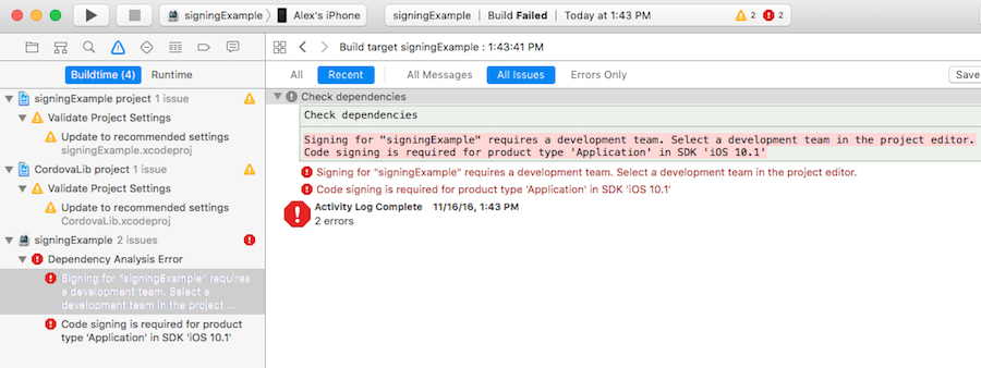 Code sign error in Xcode 8