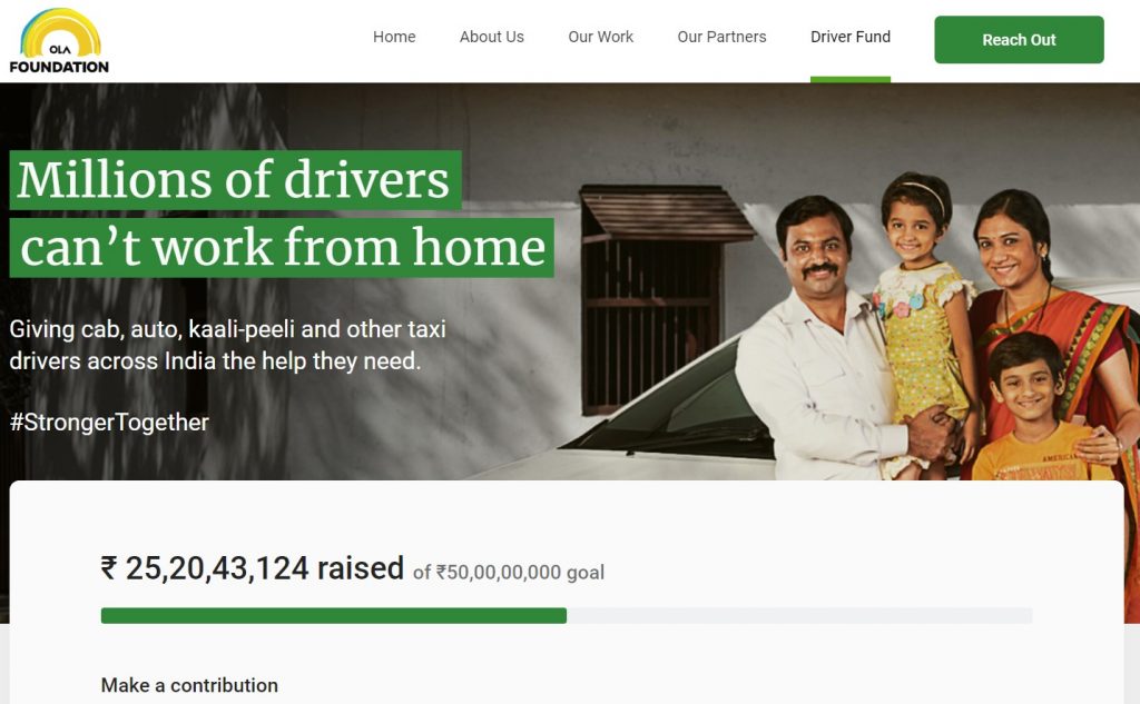 Ola Cabs Drive the Driver’s Fund